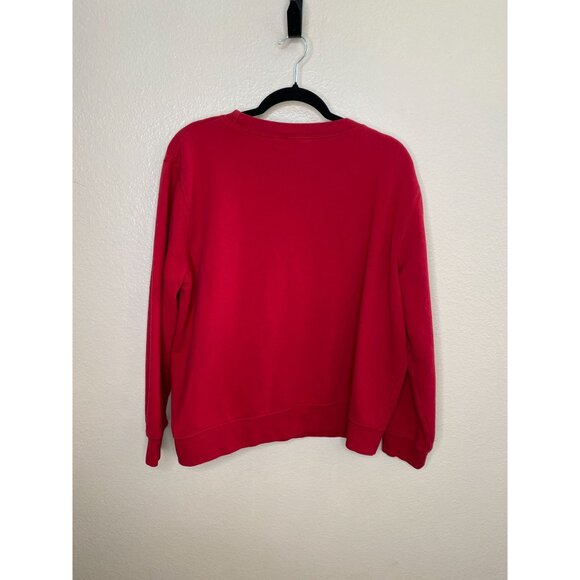 Holiday Editions Womens Christmas Sweatshirt L Red Peace On Earth Embroidered - Picture 5 of 6